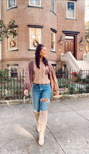 Load image into Gallery viewer, Sammie Plaid Sleeve Cable Knit Sweater

