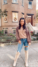 Load image into Gallery viewer, Sammie Plaid Sleeve Cable Knit Sweater

