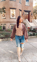 Load image into Gallery viewer, Sammie Plaid Sleeve Cable Knit Sweater

