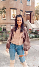 Load image into Gallery viewer, Sammie Plaid Sleeve Cable Knit Sweater
